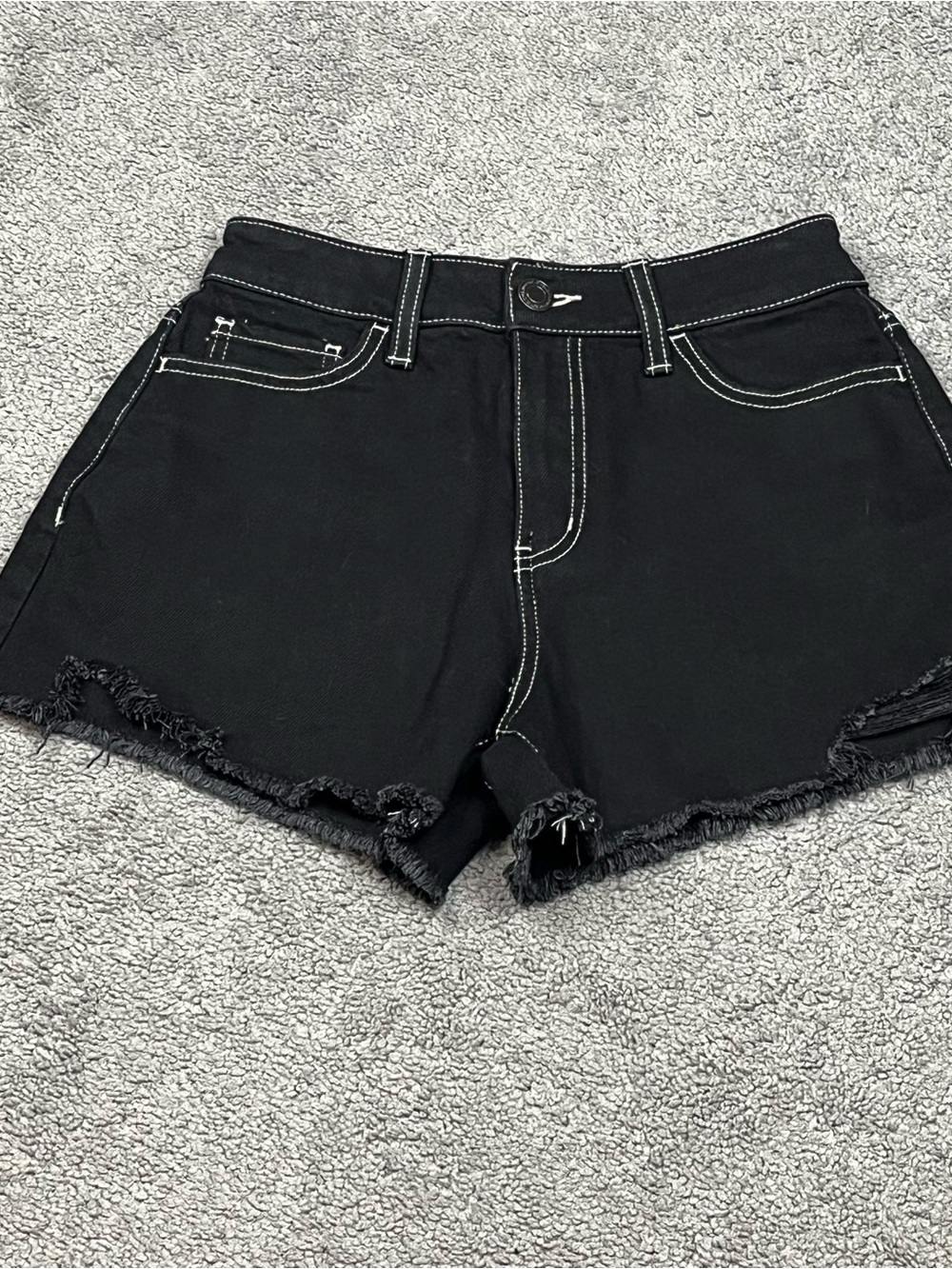 SO Black Denim Frayed Hem Jean Shorts